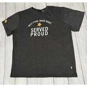 Hardees Carls Jr Employee Real Food Served Proud Embroidery Logo Work T-shirt XL
